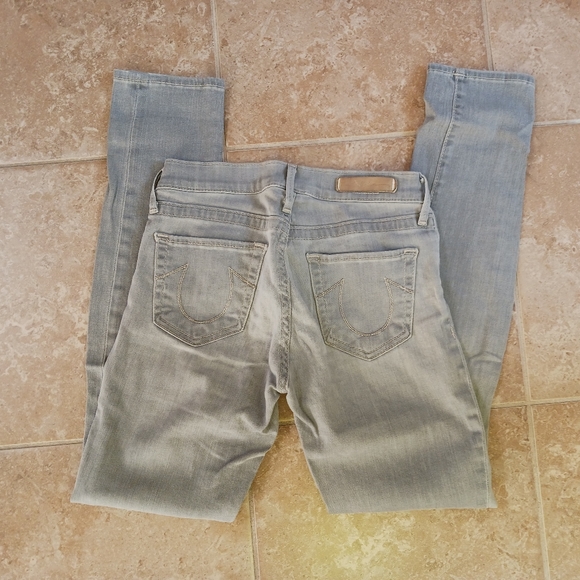 Exclusive True Religion Halle Super Skinny Grey Denim Jeans 26 - Picture 3 of 8